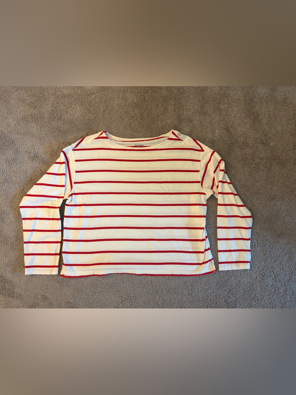 Old Navy White Top with Red Stripes - Long Sleeve